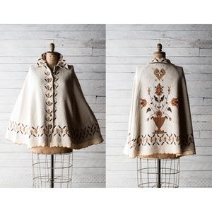 Vintage 70s Knit Cape Shawl